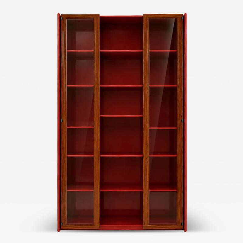 Afra Tobia Scarpa Mid Century Afra Tobia Scarpa Italian Wood Red Lacquer And Glass 1960s Vitrine