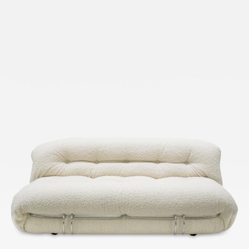 Afra Tobia Scarpa Mid Century Modern Tobia Scarpa White Boucl Wool Soriana Italian Sofa 1960s