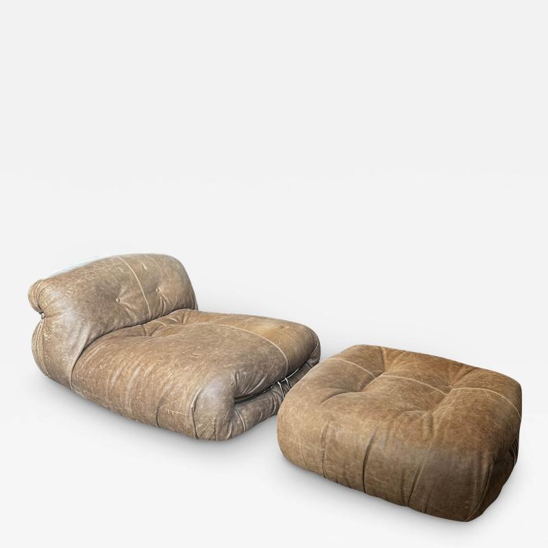 Afra Tobia Scarpa Soriana Lounge Chair Ottoman by Tobia Scarpa for Cassina 1970s