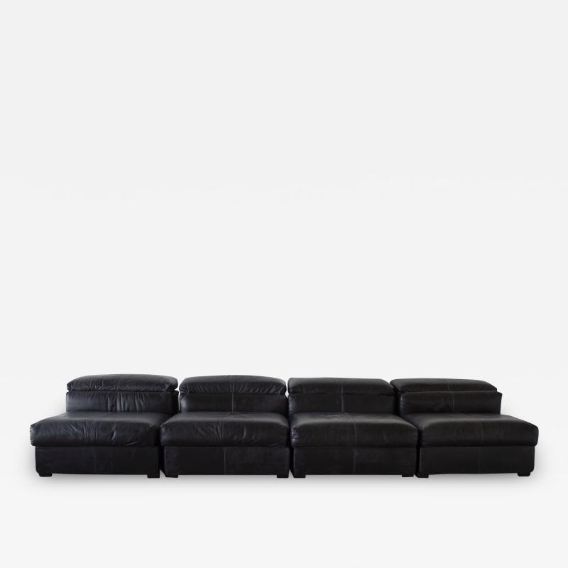 Afra Tobia Scarpa Tobia Afra Scarpa Erasmo Sectional in Black Leather for B B Italia Vintage 70s