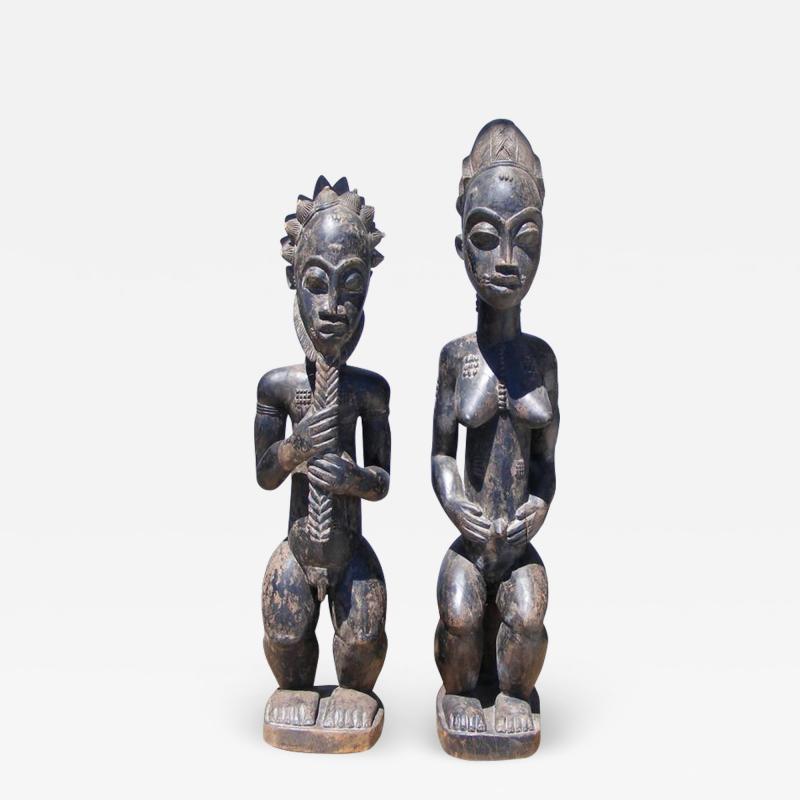 African Art Wood Sculptures of Baule Couple