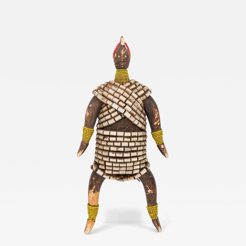 African Cameroon 20th Century Carved Wood Beaded Namur Doll Female Fertility F