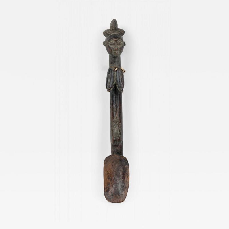 African D R Congo 20th Century Carved Wood Luba Ceremonial Spoon