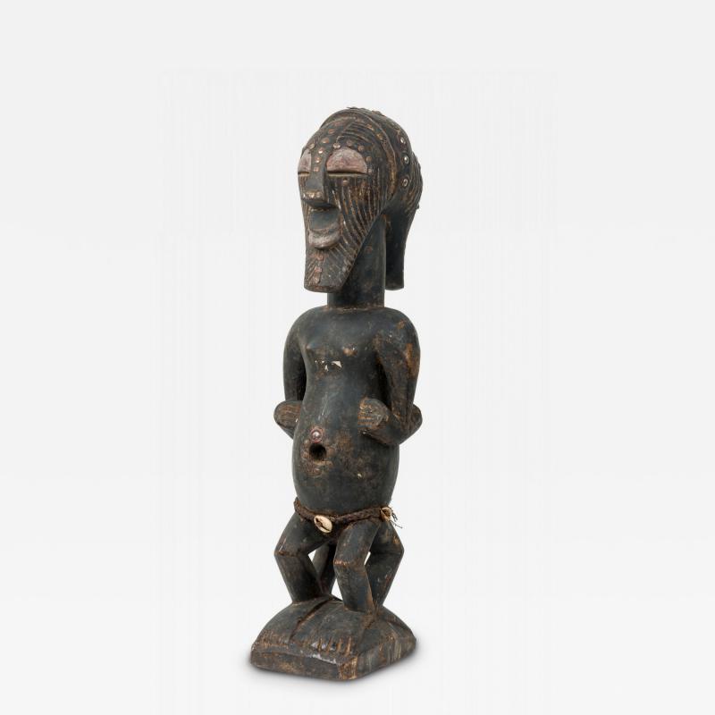 African D R Congo 20th Century Carved Wood Songye 2 Headed Janus Figure