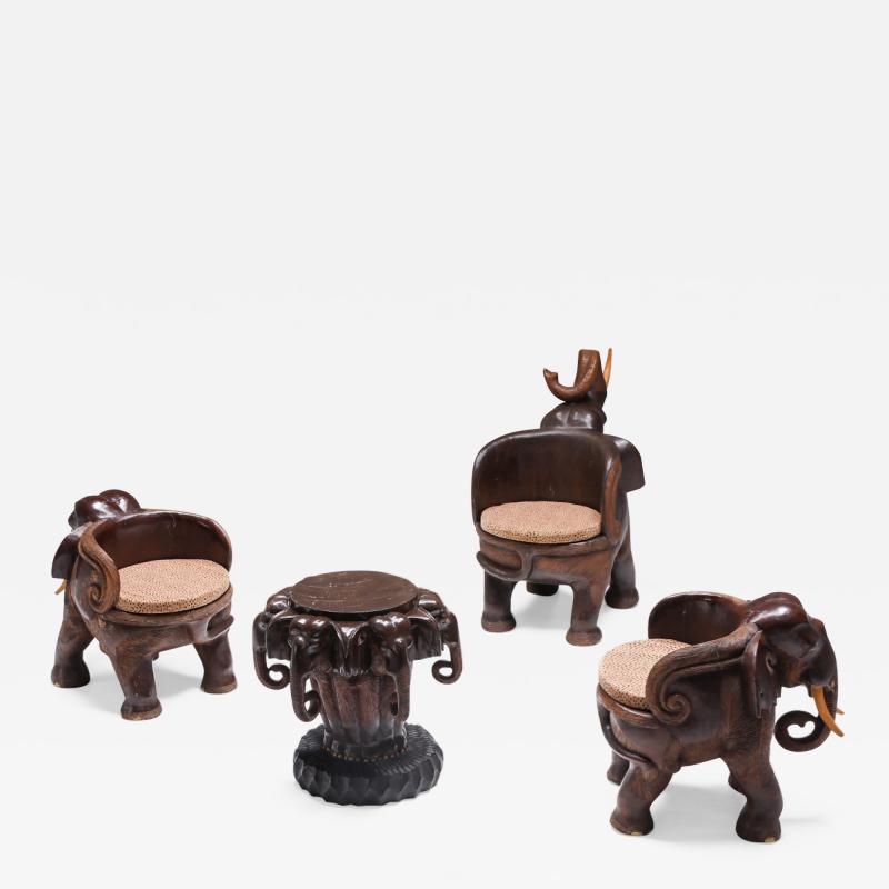 African Elephant Living Room Set 1900s