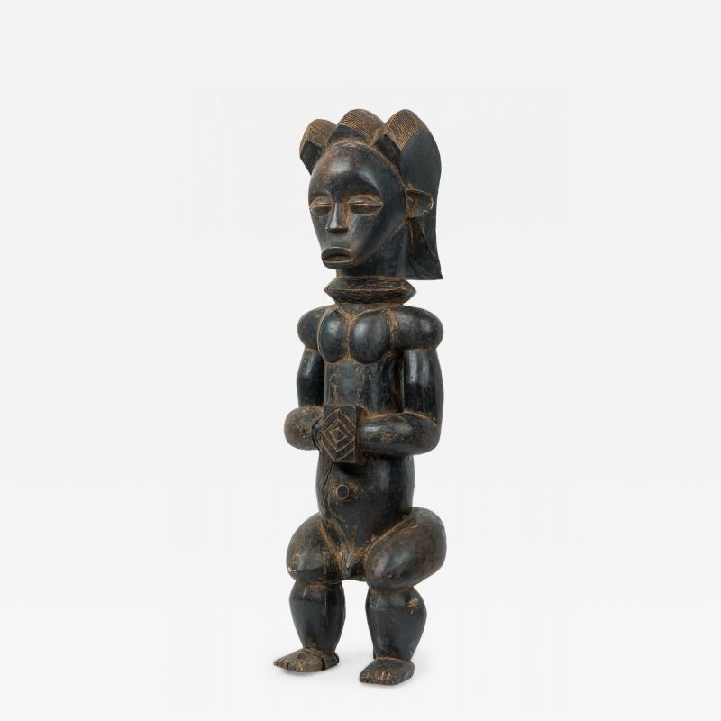 African Gabon 20th Century Carved Wood Fang Male Reliquary Guardian Figure
