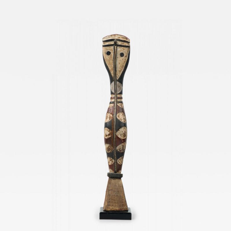 African Guinea Late 20th Century Carved Wood Baga Rearing Snake on Metal Stand