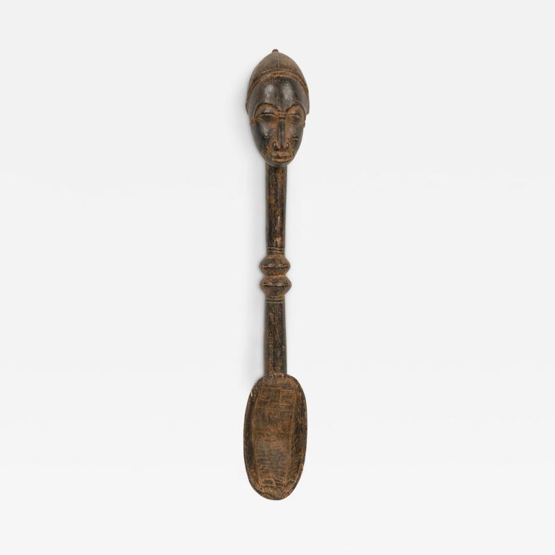 African Ivory Coast Mid 20th Century Hand Carved Wooden Baule Ladle