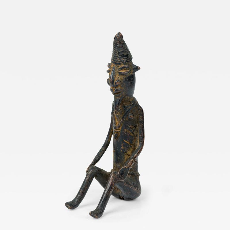 African Mali Late 20th Century Bronze Dogon Seated Village Elder Male Figure