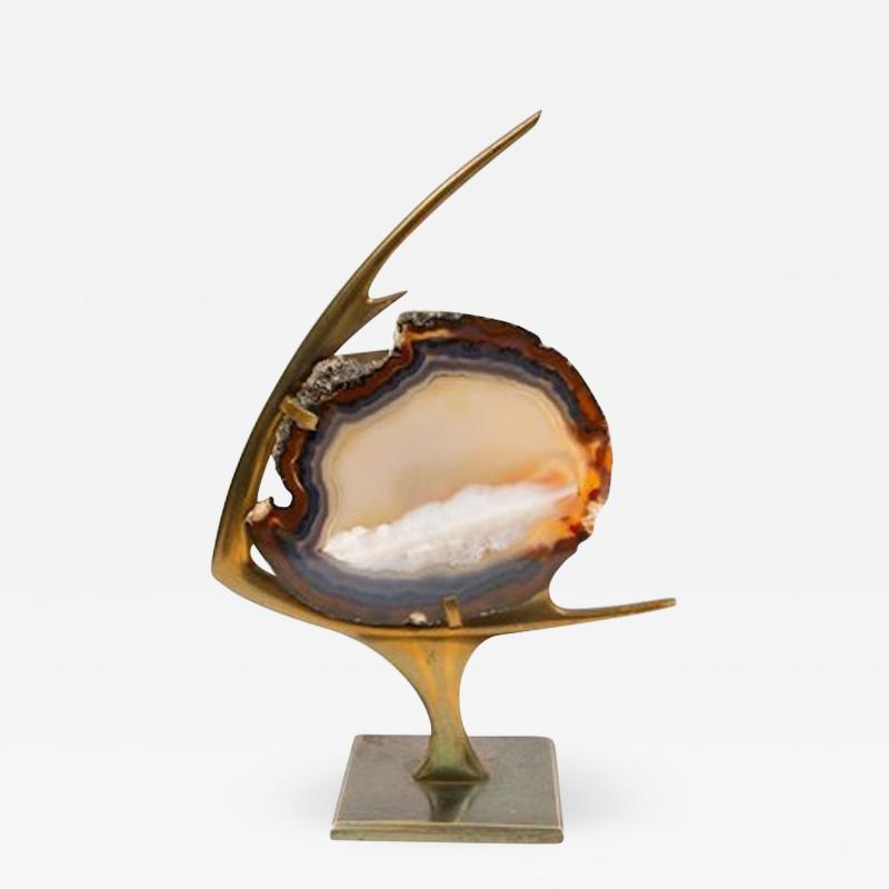 Agate and Brass Fish Lamp