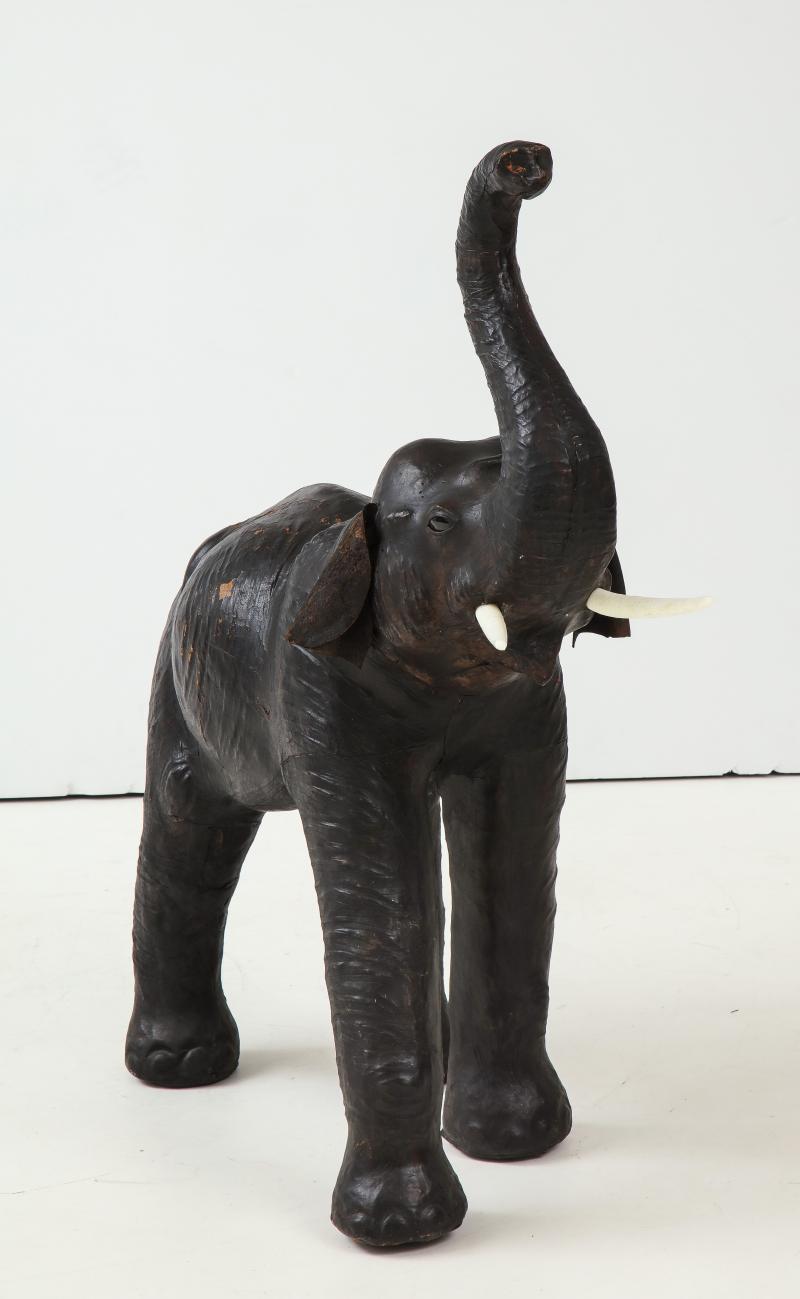 Aged Leather Elephant Statue