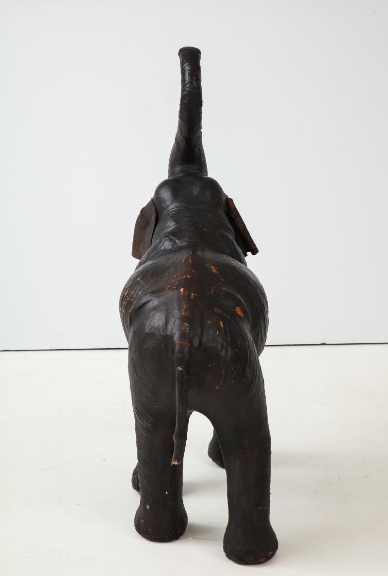 Aged Leather Elephant Statue