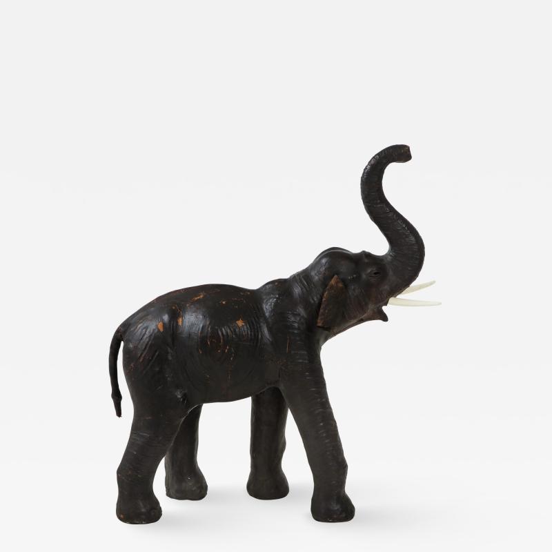 Aged Leather Elephant Statue