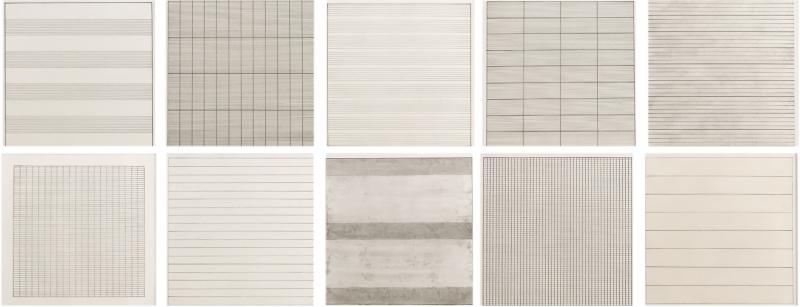 Agnes Martin Set 10 Framed Lithographs by Agnes Martin