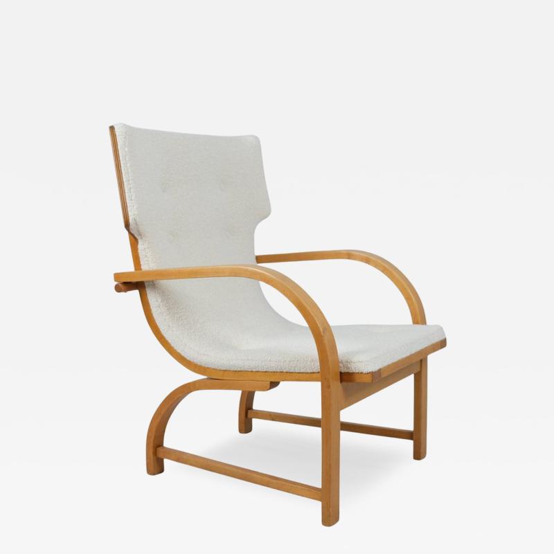 Aino Aalto Exceptionally Rare Aino Aalto Chair Model 3920 Birch White Wool Artek 1940s