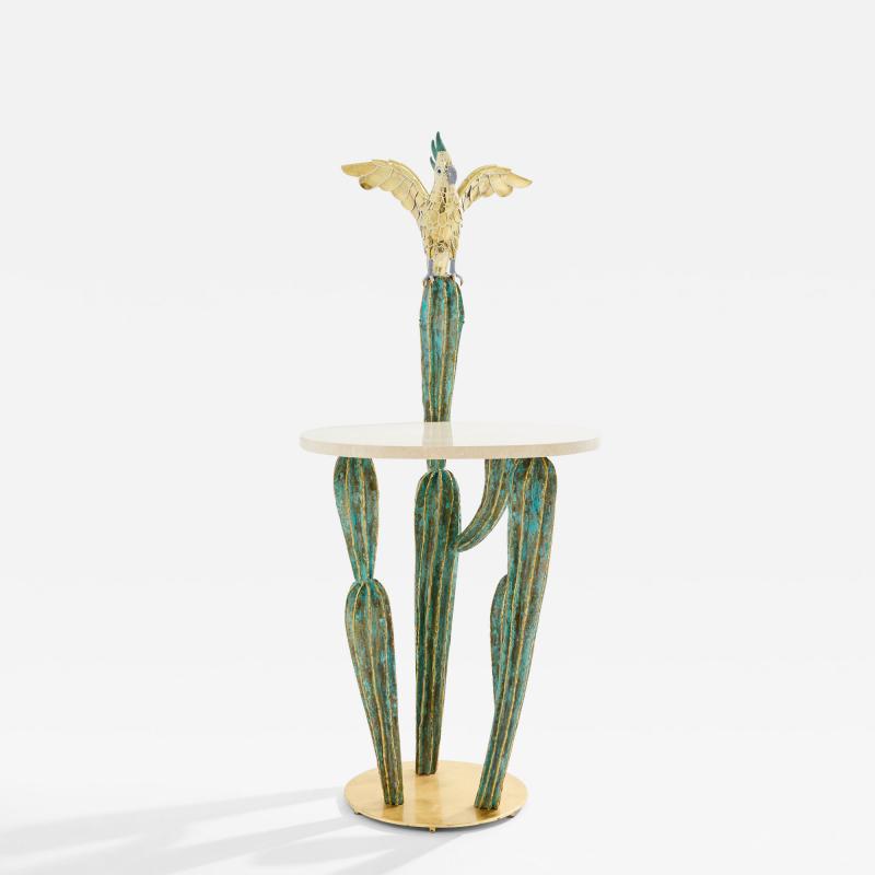 Alain Chervet Alain Chervet brass bronze cactus parrot console table 1989