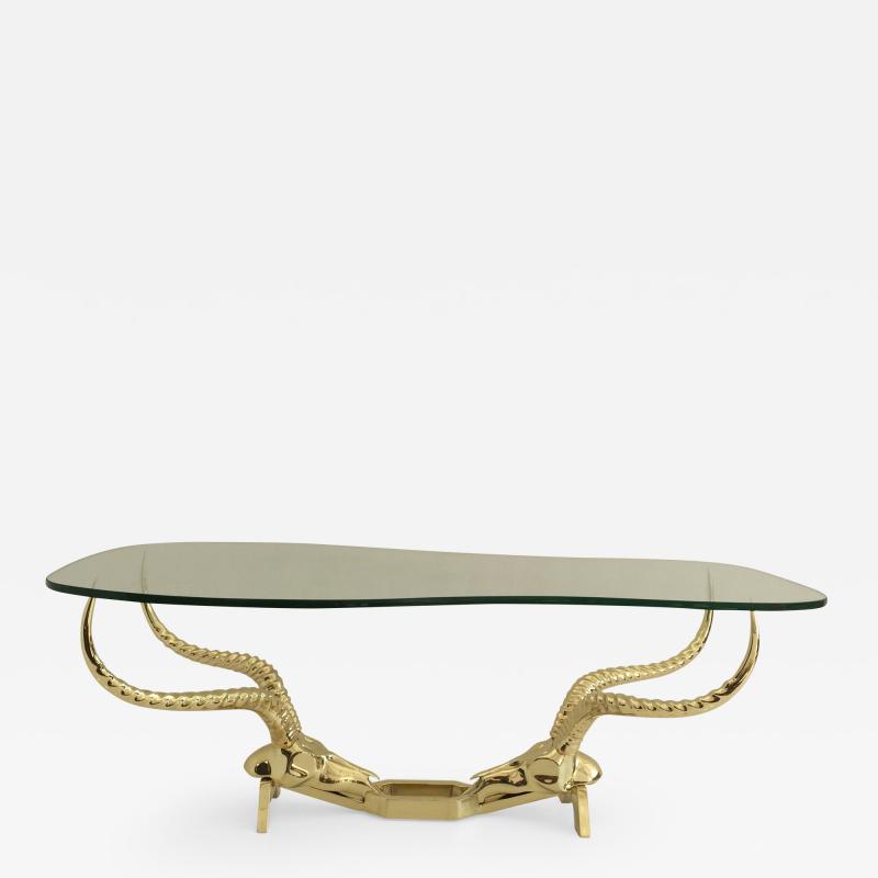 Alain Chervet Brass Ibex Ram Head Coffee Table by Fondica