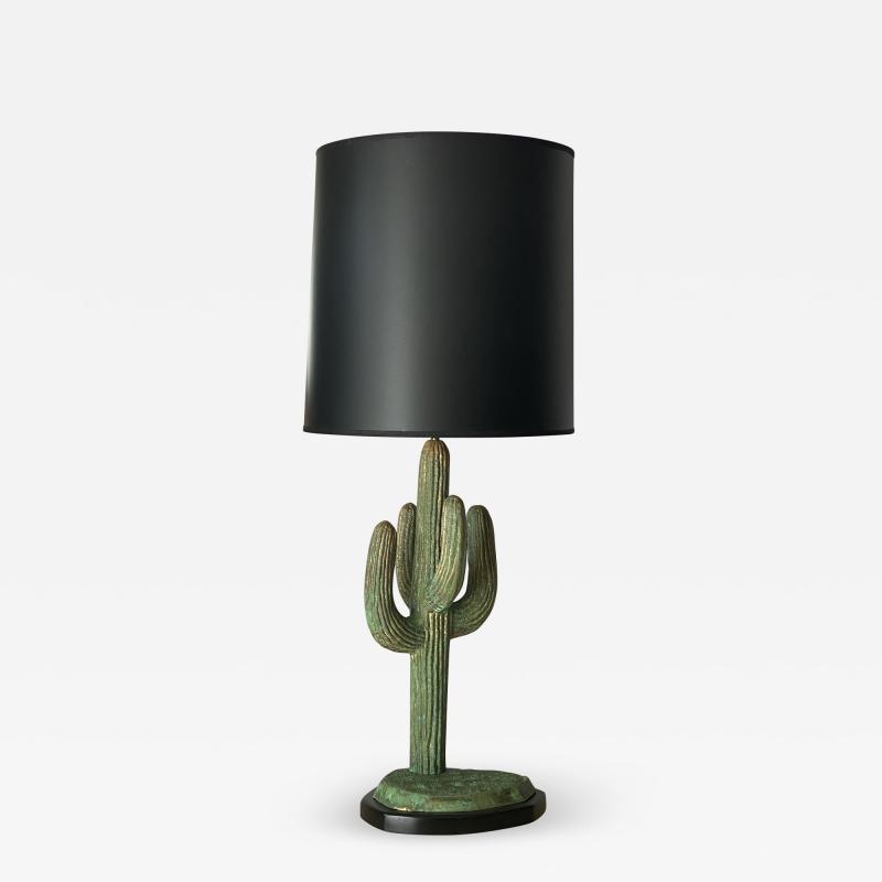 Alain Chervet Brass Saguaro Cactus Lamp in Verdigris Patina