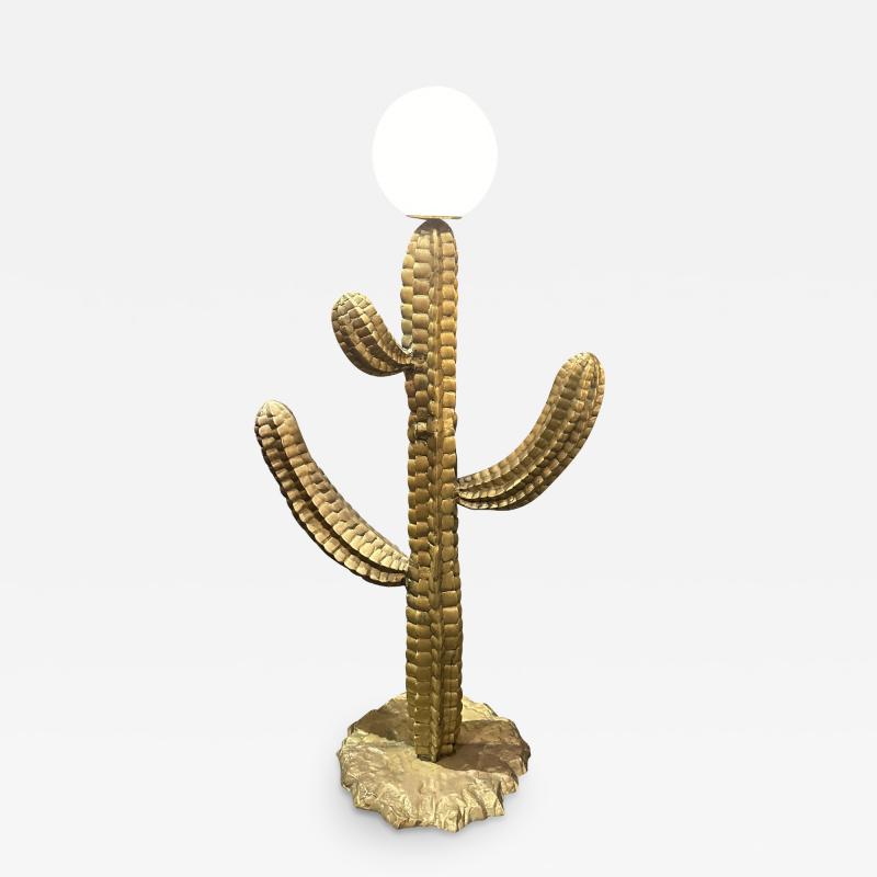 Alain Chervet Large Brass Cactus Floor Lamp