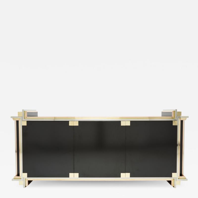 Alain Delon Alain Delon for Maison Jansen sideboard brass black lacquered 1972