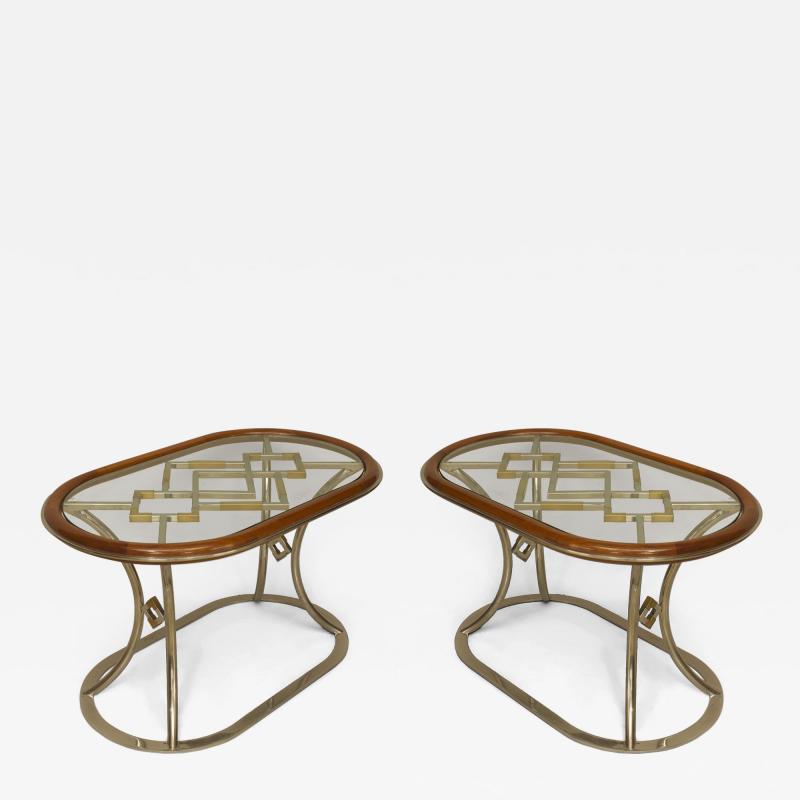 Alain Delon Pair of French Post War Design 1970s Oval Coffee Tables