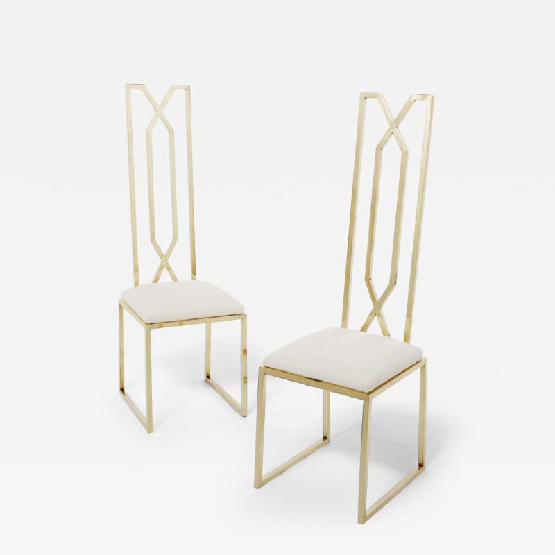 Alain Delon Pair of brass chairs signed by Alain Delon for Jean Charles 1970s