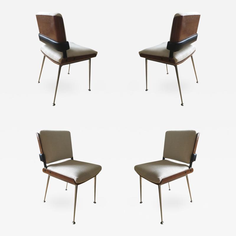 Alain Richard Alain Richard 1960s Set of 4 Chairs Fully Restored Dining Chairs