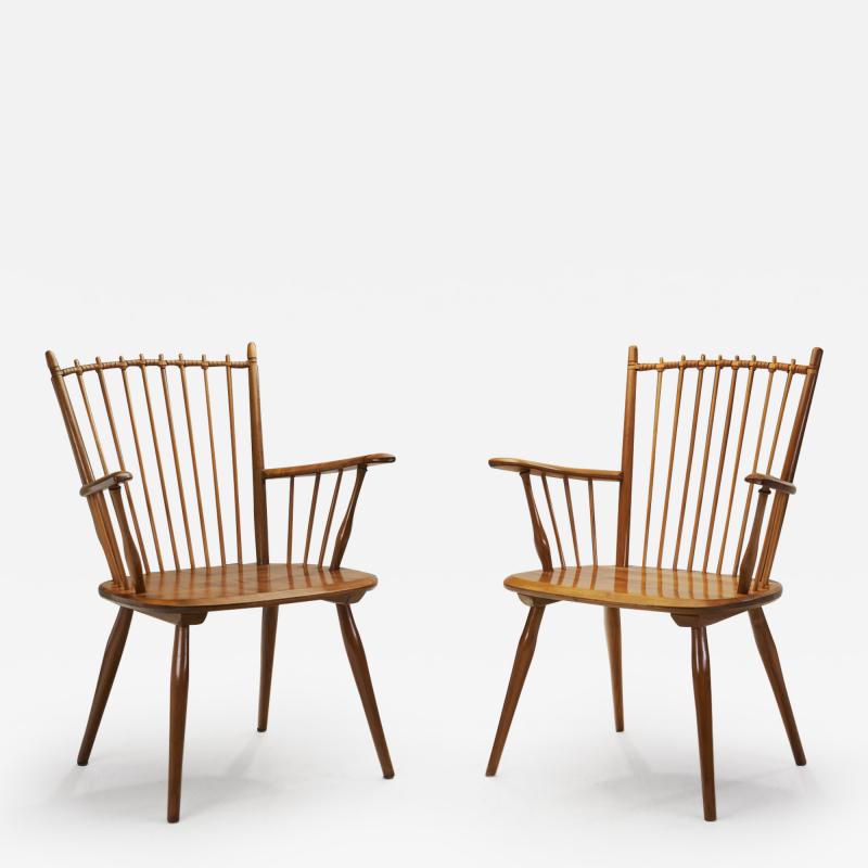 Albert Haberer Albert Haberer Cherry Wood Chairs for Hermann Fleiner Germany 1950s