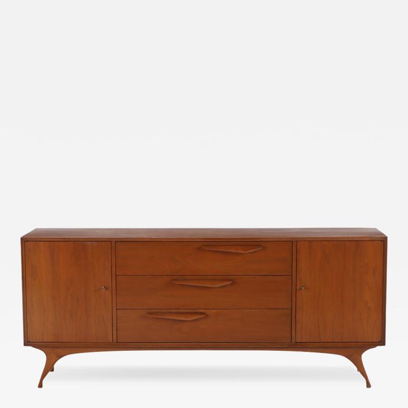 Albert Parvin An Albert Parvin style walnut mid century modern nine drawer dresser 