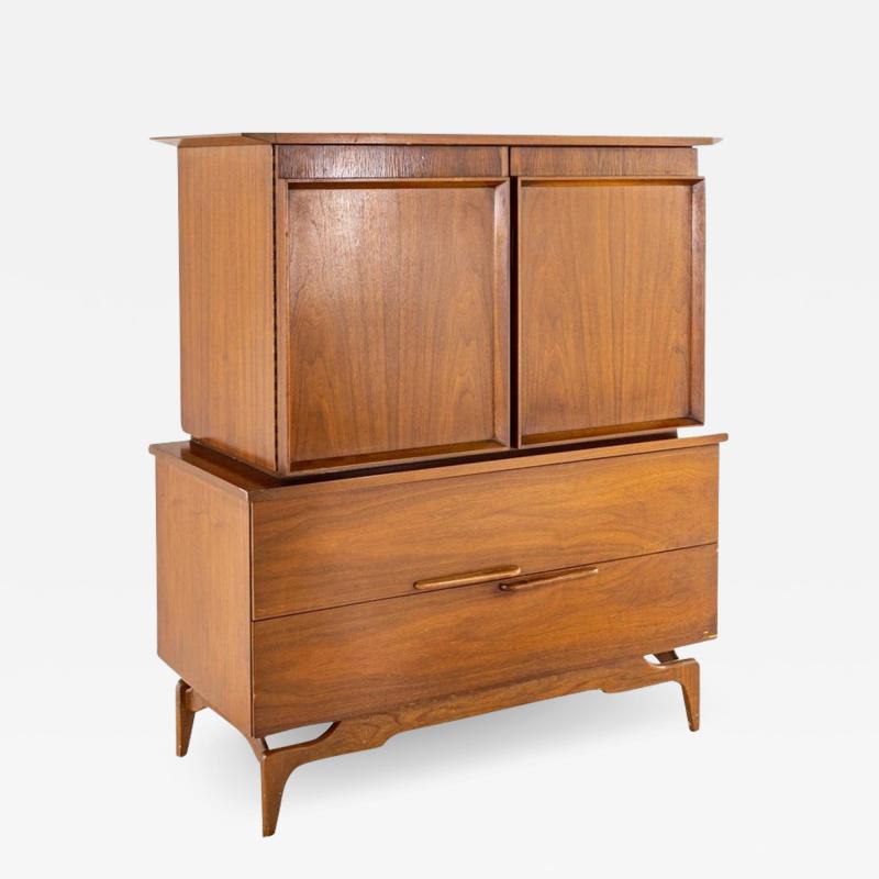 Albert Parvin Style Mid Century Walnut Highboy Dresser