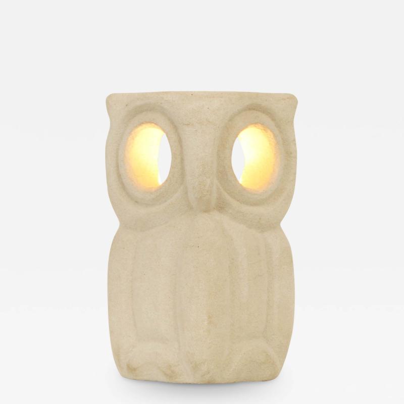Albert Tormos Large Limestone Owl Table Lamp by Albert Tormos France 1960s