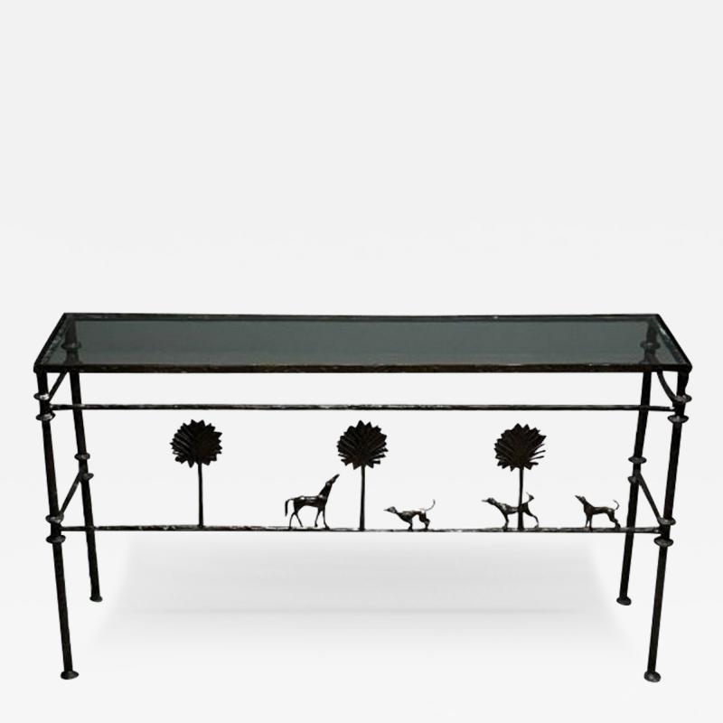 Alberto Diego Giacometti Giacometti Style Mid Century Modern Console Table Horse Dog Tree Motif