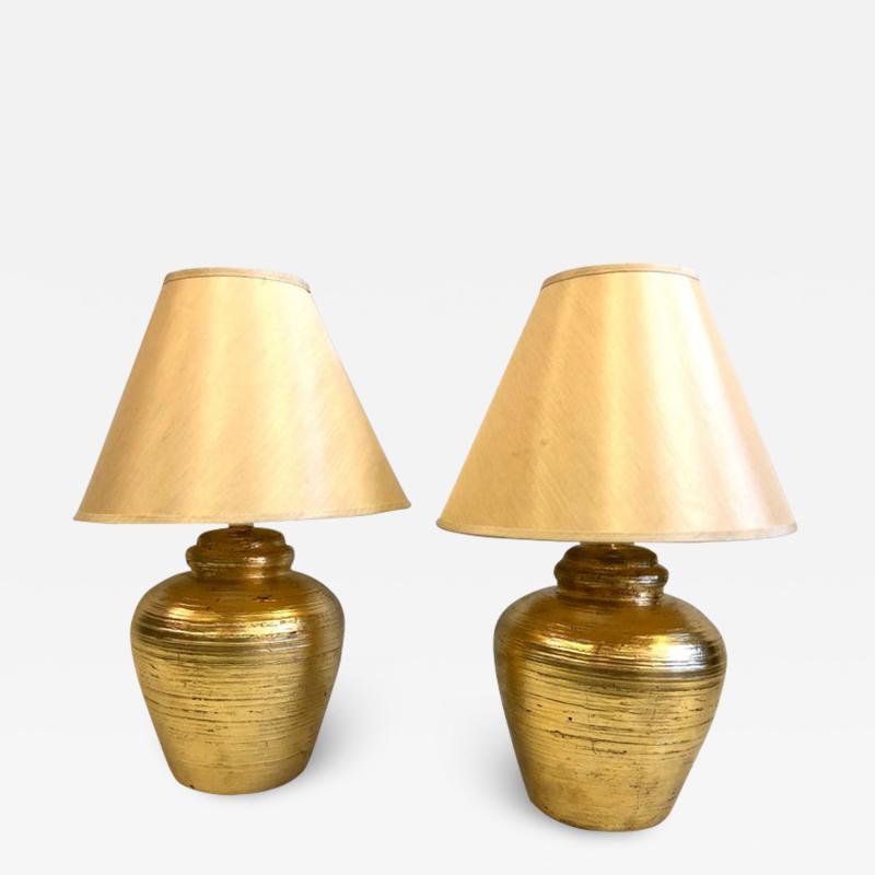 Alberto Diego Giacometti Pair of French Gilt Terracotta Table Lamps Giacometti for Jean Michel Frank