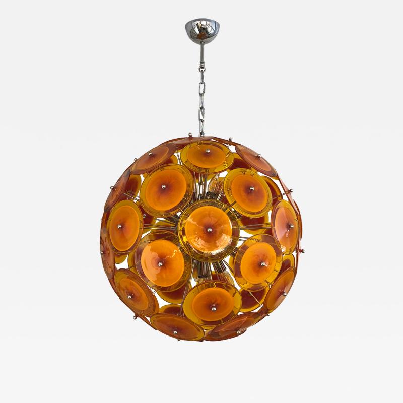 Alberto Dona Alberto Don Contemporary Nickel Brown Orange Yellow Murano Glass Chandelier