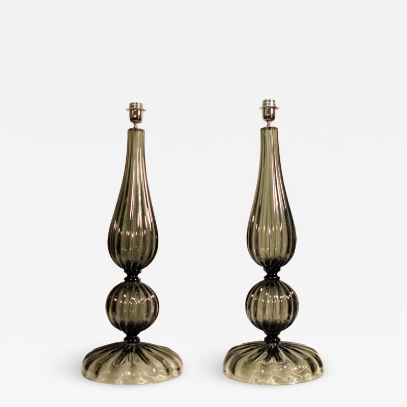 Alberto Dona Pair of Elegant tall Murano table lamps