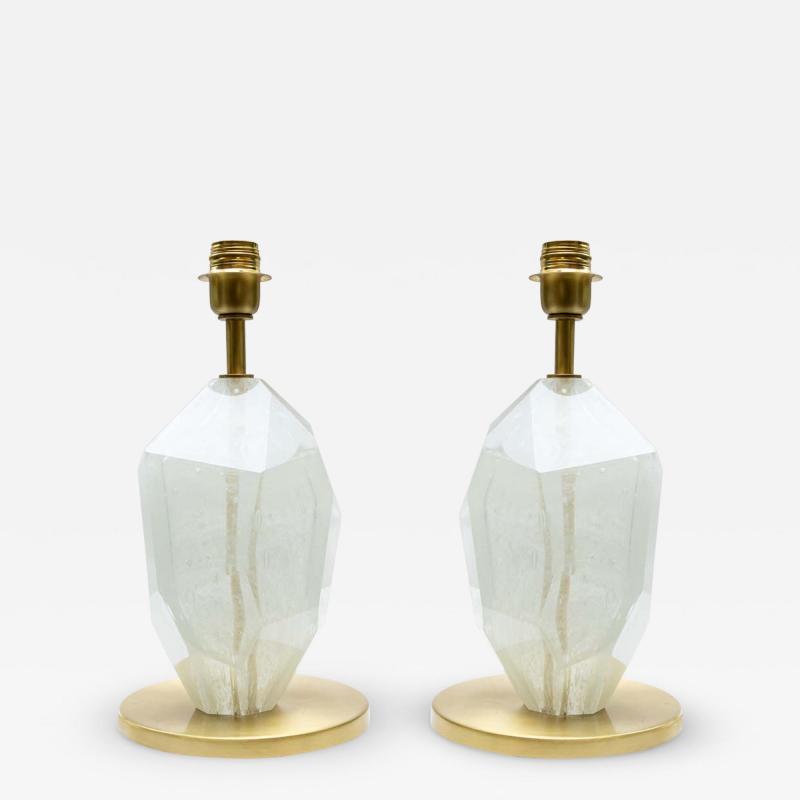 Alberto Dona Pair of Ice colour faceted Murano glass table lamps