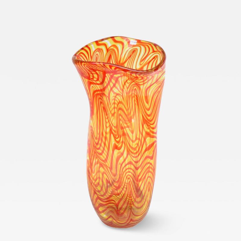 Alberto Dona Studio with orange strips decor glass vase by Alberto Dona