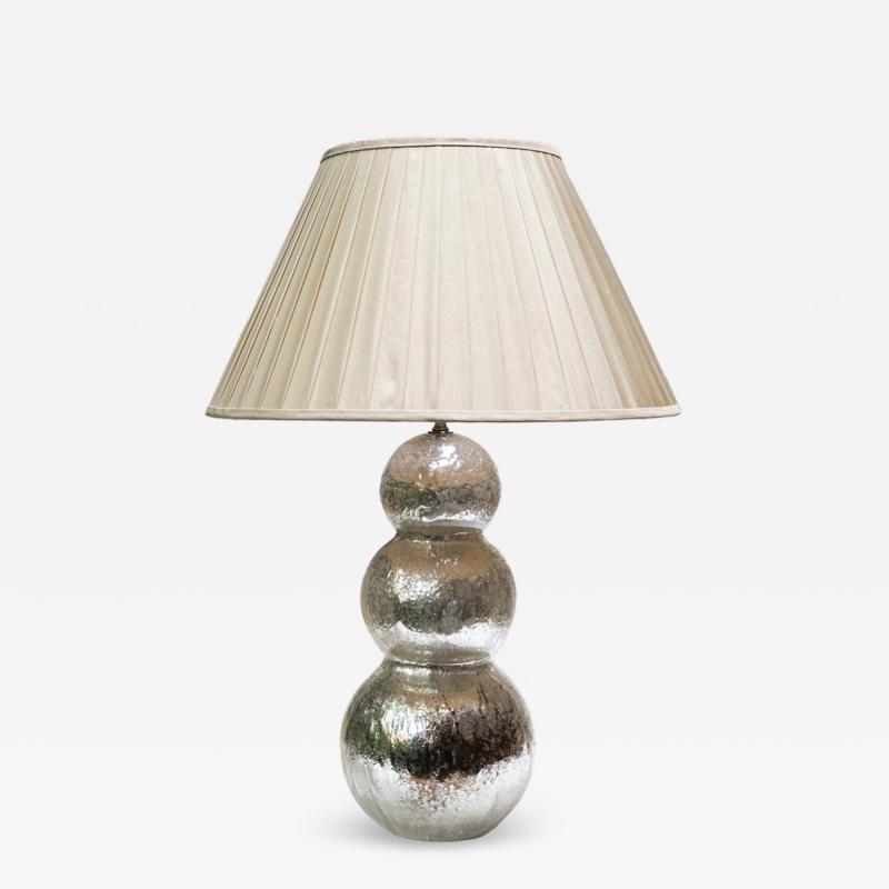 Alberto Dona Vintage silver Pulegoso blown glass 3 spheres table lamp