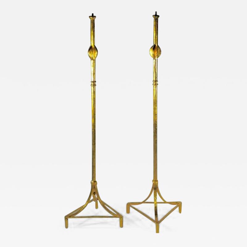 Alberto Giacometti After Alberto Giacometti Pair of Gold Leafed Bronze Floor Lamps