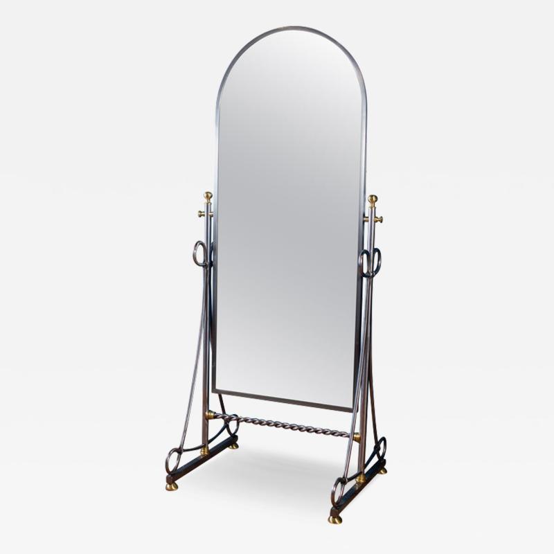 Alberto Orlandi Elegant Steel Psyche Mirror by Alberto Orlandi Italy 1970