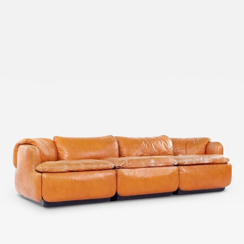 Alberto Roselli Alberto Roselli for Saporiti Confidential Mid Century Italian Leather Sofa