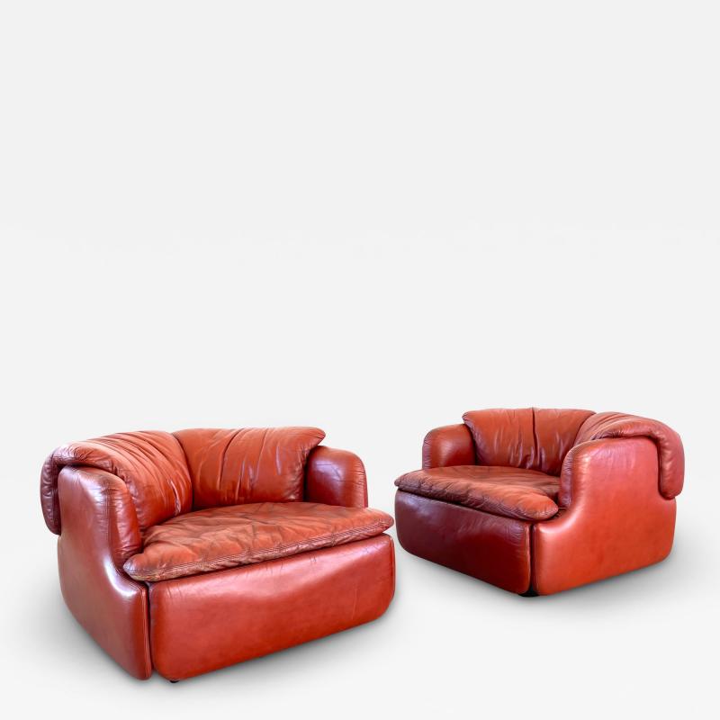 Alberto Roselli PAIR OF LEATHER SAPORITI ARMCHAIRS