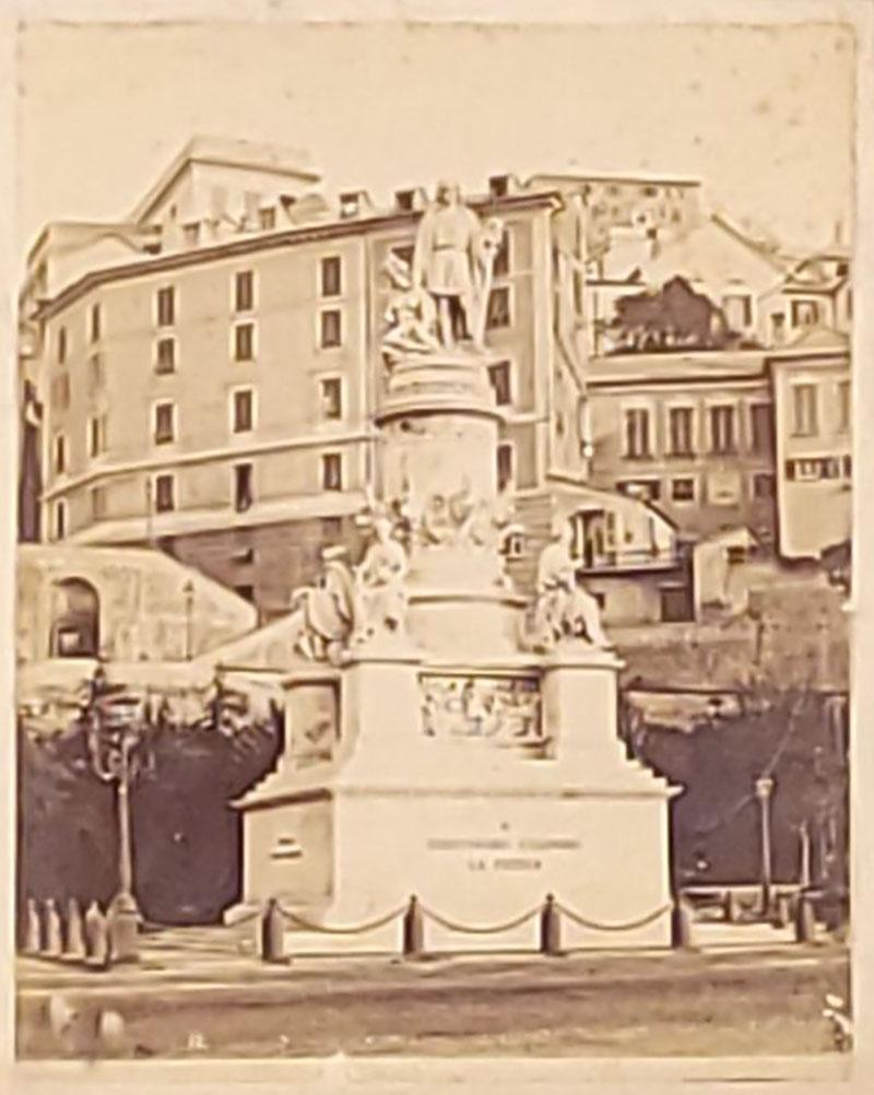 Albumen Photograph of Christopher Columbus Statue Italy 19th century