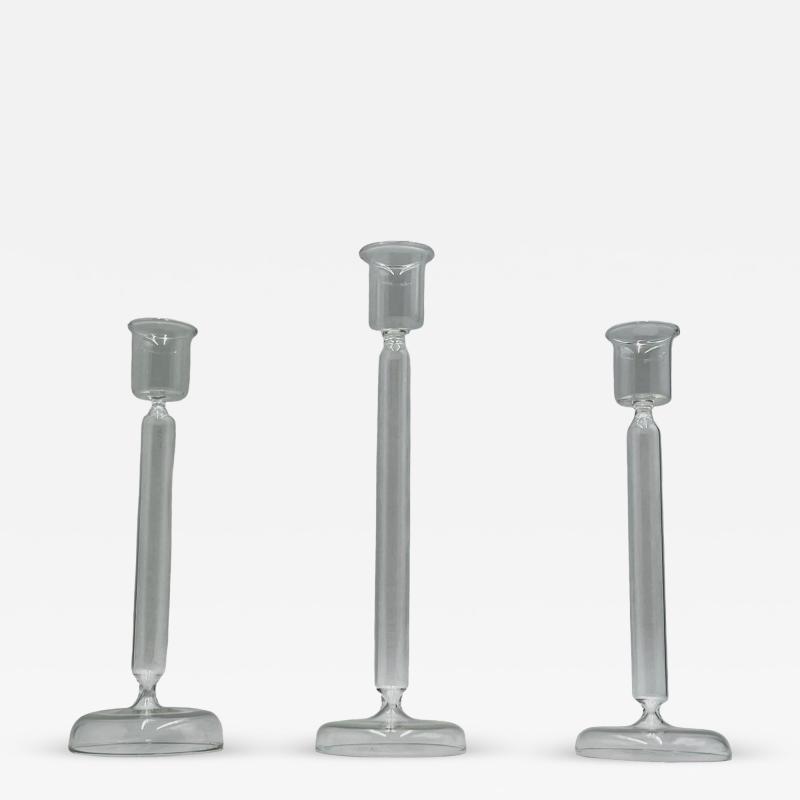Aldo Cibic Set of 3 Italian Mouth Blown Glass Candle Holders by Aldo Cibic for Paola Coin