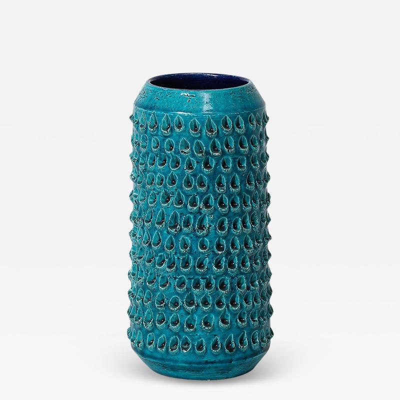 Aldo Londi Aldo Londi Bitossi Lacrima Vase Ceramic Blue Turquoise Textured Signed