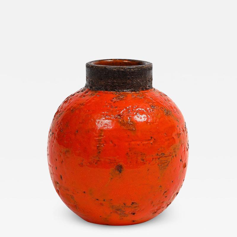 Aldo Londi Aldo Londi for Bitossi Vase Ceramic Orange Brown Signed