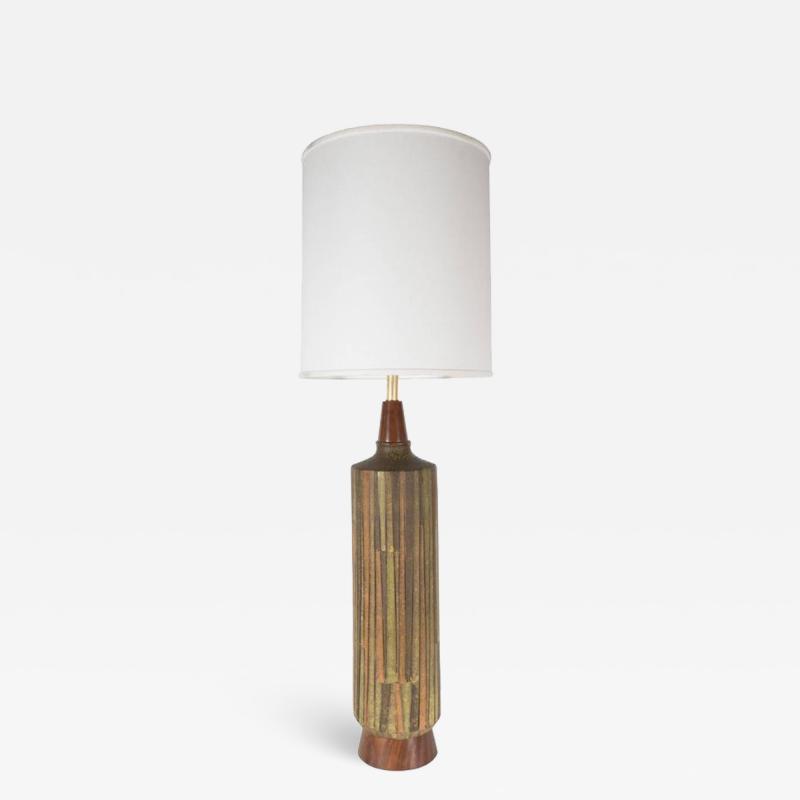 Aldo Londi Mid Century Organic Modern Ceramic Walnut Table Lamp in Earth Tones