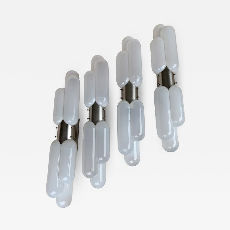 Aldo Nason 2 Pair of Torpedo Sconces by Carlo Nason for Mazzega Murano Italy 1970s
