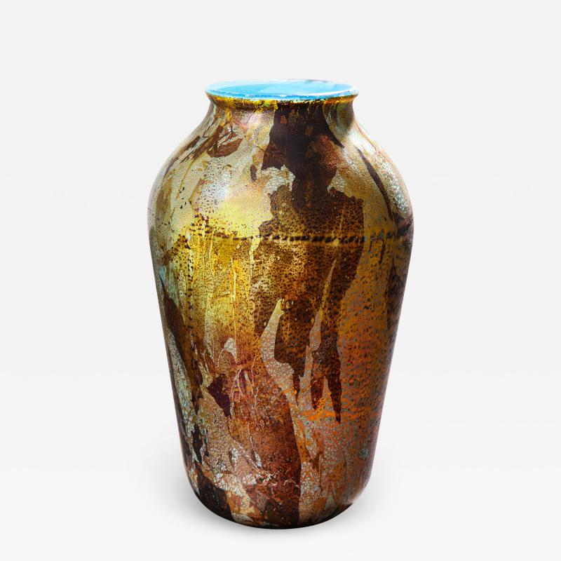 Aldo Nason Aldo Nason Handblown Glass Vase with Gold and Silver Foil 1960s