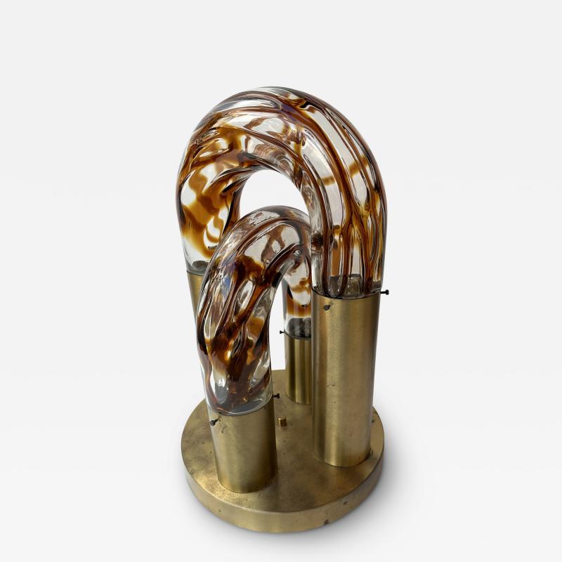 Aldo Nason Brass Chain Lamp Murano Glass by Aldo Nason for Mazzega Italy 1970s